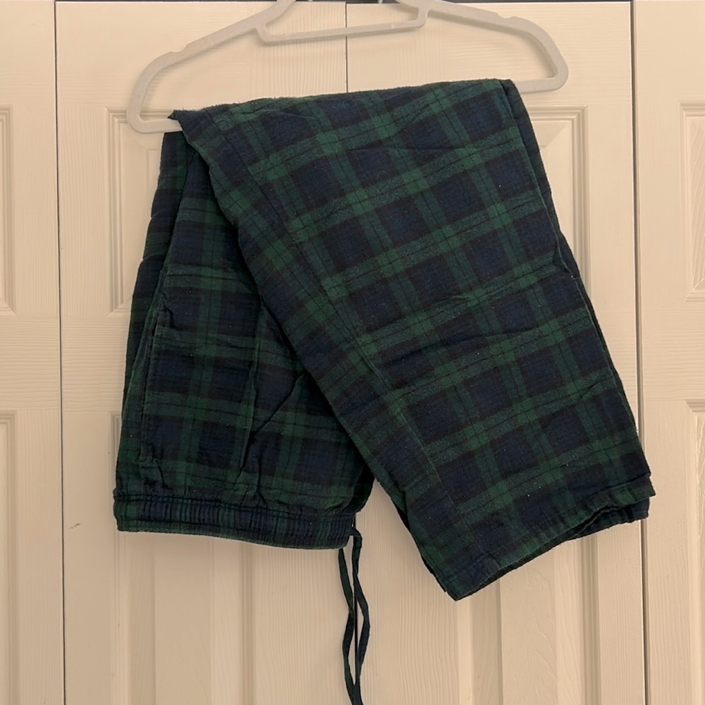 Comfy blue and green plaid LL Bean pajama bottoms size XL